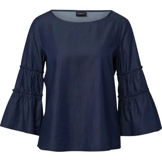 s.Oliver Bluse mit 3/4-Volant-Ärmeln Blau 40