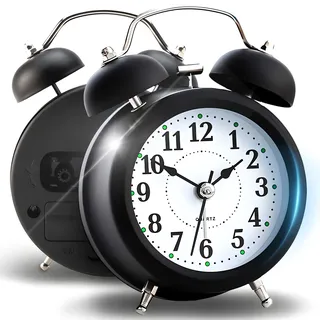 Doppelglockenwecker mit Nachtlicht Lauter Alarm Quarzwerk Retro Design Retoo