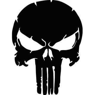 Punisher Wandtattoo Wandaufkleber Schädel Totenkopf Wandsticker Skull (L 60cm(H) x 45cm(B), Schwarz)