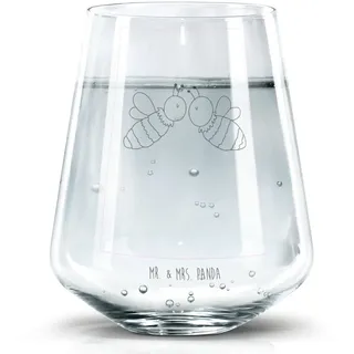 Mr. & Mrs. Panda Glas Biene Liebe - Transparent - Geschenk, Wespe, Spülmaschinenfeste Trink, Premium Glas, Exklusive Gravur