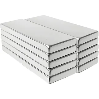 Retoo 10 Stück Extrem Stark Rechteckig Neodym Magnete Set, 10x5mm, Hohe Haftstärke, Kleine für Glasmagnetplatten, Magnettafeln, Whiteboards, Kühlschränke, DIY Craft, Bar Magnet, Silber