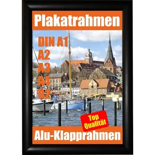 Promo-Station GmbH DIN A1, A2, A3, A4, B2 Klapprahmen, Alu Klapprahmen, Plakatrahmen, Posterrahmen, Wechselrahmen, Bilderrahmen, Rahmen Gehrung Schwarz (A4)