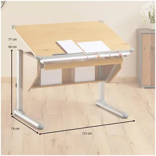CARO-Möbel Kinderschreibtisch Philipp 0 x 0 cm Wildeiche braun