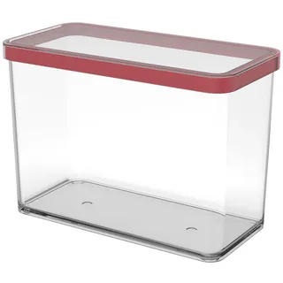 Rotho Loft rechteckige Vorratsdose 2.1l mit Deckel und Dichtung, Kunststoff (SAN) BPA-frei, transparent/rot, 2.1l (20.0 x 10.0 x 14.2 cm)