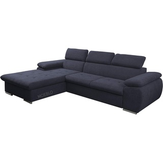 MOEBLO Ecksofa Nilux, Sofa Couch L-Form Polsterecke für Wohnzimmer, Schlafsofa Sofagarnitur Wohnlandschaft, mit Bettkasten und Schlaffunktion schwarz