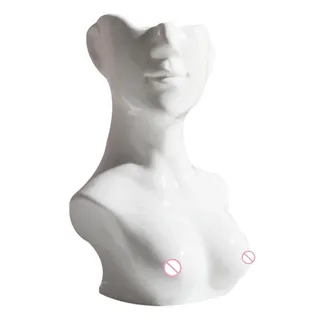 Keramikvase für Gesicht, künstlerisch, Kopf, Büste für Frauen, Gesicht, Pflanzer, menschlicher Körper, Master-Vase, für den Garten, Haus, Büro, Tisch, Tischplatte, Dekoration