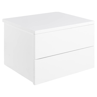 AC Design Furniture Asta Nachttisch mit 2 Schubladen in Weiß, 1 Stk., B: 37 x H: 24,6 x T: 32 cm, Kleiner Nachtschrank zur Wandmontage, Griffloses Wandregal zum Schlafzimmer, Moderne Nachtkommode Weiß