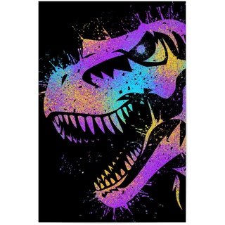 artboxONE Poster 45x30 cm Tiere T-REX Ink Colorful hochwertiger Design Kunstdruck - Bild t-rex Dinosaurier Predator