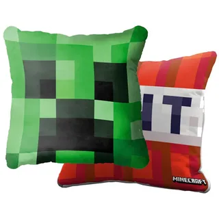 BERONAGE Dekokissen Minecraft Kissen Creeper & TNT 40x40 cm Kuschelkissen Sofakissen, passend zur Bettwäsche, ideal für Sofa, Couch, Kinder-Bett, Auto bunt|grün|rot