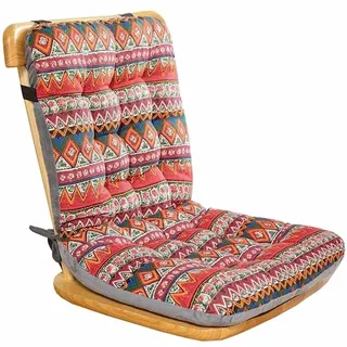 Rückenlehne Stuhl Sitzkissen mit Fixierbändern 1/2/4/6er Set, Outdoor/Indoor Terrassenkissen Recliner Stuhlkissen mit Rückenlehne zurück Kissen Sitzpolster für Haus/Büro(Color:Color4,Size:L:42x33x45cm