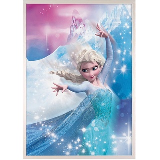 Bild mit Rahmen »Bilderrahmen Holz White mit Wandbild "Frozen 2 Elsa Action" als Set«, 21698106-0 bunt B: 50 cm