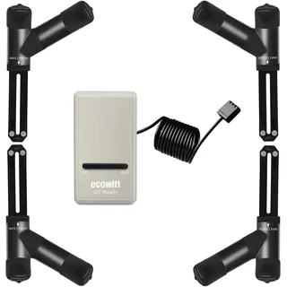 ECOWITT WH52 16-Kanal-3-in-1-Bodenfeuchtesensor + Boden-EC-Sensor + Temperaturmesser, Hygrometer für Pflanzen im Innen- und Außenbereich, Boden-Temperatur-Hygrometer-Tester, Zubehör, 4er-Pack