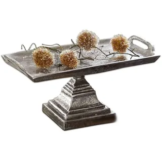 Loberon Etagere Samson, mit Zwei Griffen und Standfuß, Servierplatte, Zeitloses Design, Dekoration, Tischdeko, Wohn-Accessoire, Aluminiumguss, Silber