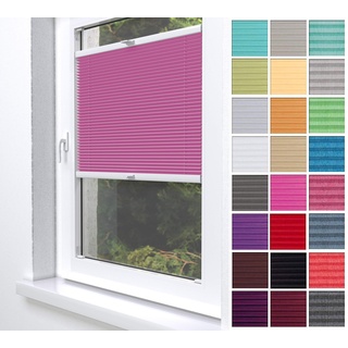 Home-Vision® Premium Plissee Faltrollo ohne Bohren zum Kleben Innenrahmen Blickdicht Sonnenschutz Jalousie für Fenster & Tür (Rosa, B60 x H120cm)