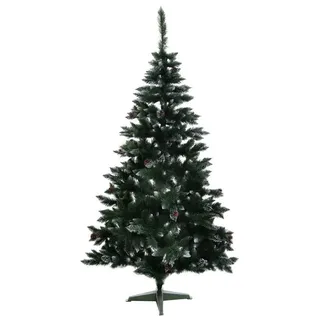 DekoPrinz® Künstlicher Weihnachtsbaum Kiefer grün gefrostet mit Brokat und Zapfen, Bergamo grün 220 cm x 138 cm