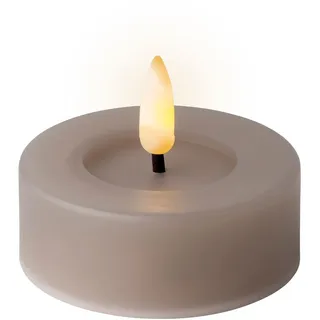Lumineo LED-Teelichter, Timer, warmweiß, LED Teelichter 6,5x5cm mit Timer Outdoor 2 Stück Grau / Warmweiß grau