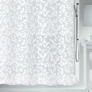 Spirella Anti-Schimmel Duschvorhang - Anti-Bakteriell, waschbar, wasserdicht, Peva, „Blatt“ 180x200cm Weiß