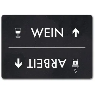 speecheese Fußmatte Wein oder Arbeit Fußmatte in 35x50 cm ohne Rand mit Weinglas und 35 cm