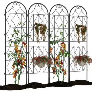 Acekool Sichtschutz Aus Metall Freistehend —4-Teilig, Als Dekorativer Sichtschutz Für Garten, Terrasse & Balkon, Wetterfest & Einfache Montage, Schwarz