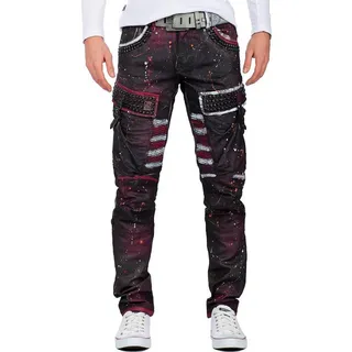 Cipo & Baxx 5-Pocket-Jeans Biker Hose BA-CD636 (1-tlg) mit Nieten und Seitentaschen rot 31