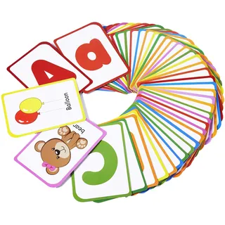 ABC Buchstaben Karten für Kinder - Spielzeug ab 2 Jahre, 52 Englisch Alphabet Lernkarten Lernspielzeug für Baby, Letters Lernen Flash Cards Montessori Spiel