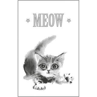 Leinwandbild QUEENCE "Katze MEOW" Bilder Gr. B/H/T: 80 cm x 120 cm x 2 cm, grau Leinwandbilder