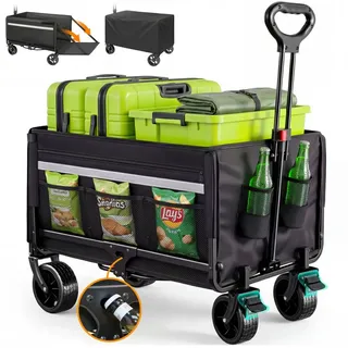 HOMECALL Bollerwagen Faltbar 120L+ schwarz
