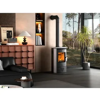 accente Kaminofen »NADOR 4.0 «, BxH: 55 x 93,5 mm, 7 kW, Stahl / Granitstein - grau