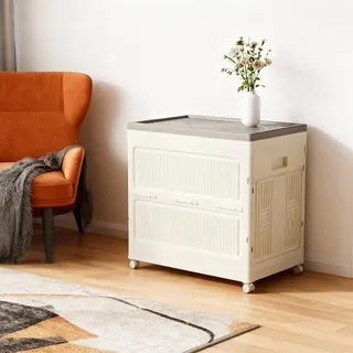 Faltbare Aufbewahrungsboxen 60 x 40 x 60cm, 135L Ordnungsboxen Kleiderschrank mit Deckel & Rädern, Stapelbare Kunststoffschrank für Schrank Bücherregal Badezimmer Schlafzimmer Arbeitszimmer Büro