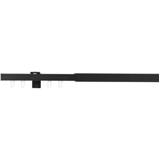ONDECO Vorhangschiene ausziehbar Gardinenschiene innenlauf, Gardinenstange, Innenlaufschiene, Deckenmontage, modern, 1-Lauf Schwarz 160-280 cm