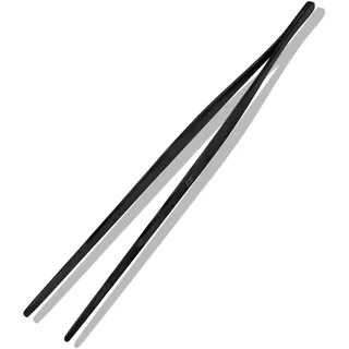 HENSSLERS® Kochpinzette Edelstahl [MIT SCHWARZER TITANBESCHICHTUNG] - Pinzette Küche - Grillpinzette aus robustem Edelstahl - Küchenpinzette - Fleischpinzette - Kochzange mit einer Länge von 30 cm