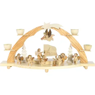 OBC Schwibbogen für echte Kerzen/Große Engel Kapelle Natur/Lichterbogen Kunsthandwerks-Stil, handgefertigt/Deko zu Weihnachten