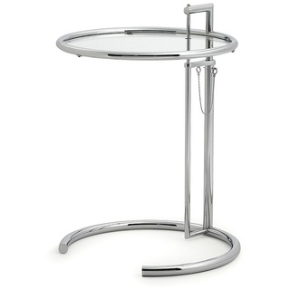 Beistelltisch Adjustable Table ClassiCon Kristallglas klar transparent, Designer Eileen Gray, 64-102 cm