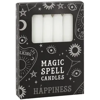 MystiCalls Stumpenkerze Wunschkerze Black Magic Hexenmagie Kerze Farbig Wunsch Spell Candel (12-tlg), Achtung: Brennende Kerzen nie unbeaufsichtigt lassen! weiß