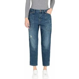 MAC Baggy Jeans Iowa in Mittelblau mit Destroyed-Effekten-D34