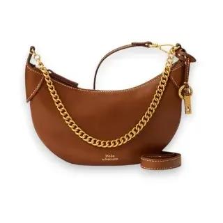 Polo Ralph Lauren für Damen. 428977210002 Polo ID Mini-Tasche aus Leder mit brauner Kette (OSFA), Lässig