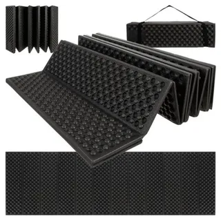 TRIZAND Isomatte faltbar 180x60x1 cm - Eva-Schaum wasserdicht extra dick mit Trageriemen - Campingmatte Outdoor Zelt Wandern Schwarz Strandmatte