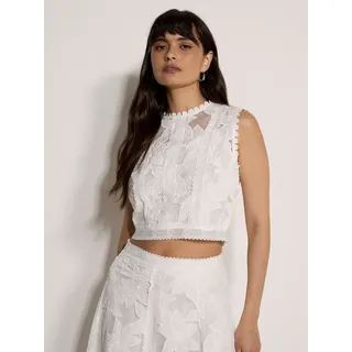 Apricot Spitzentop Crop-Top aus floraler Mesh-Spitze weiß M (38)
