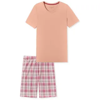 SCHIESSER Damen Schlafanzug kurz Baumwolle-Comfort Essentials Pyjamaset, Peach Whip_181247, 40 - 40