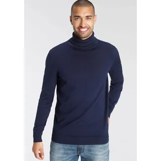 Rollkragenpullover AJC, Herren, Gr. 3XL (64/66), blau (marine), Feinstrick, Obermaterial: 50% Baumwolle, 50% Polyacryl, unifarben, Basic, schmal, Rippstrickbündchen, Pullover Rollkragenpullover, mit Rollkragen aus Rippstrick