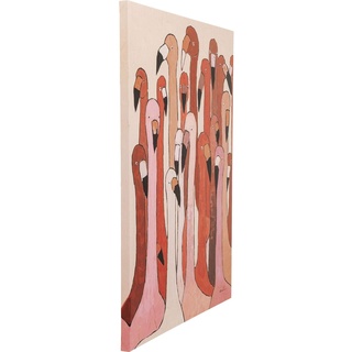 Kare Design Bild Touched Flamingo Meeting, Rosa/Rot, Leinwandbild, Massivholz Rahmen, Acrylfarbe, handgemalte Details, 120x90 cm (L/B)