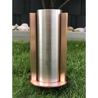 Grabvase Kupfer-Edelstahl mit Erdspieß Grabschmuck modern