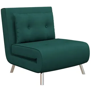 MC Star Sessel Schlafsessel Klappsessel mit Bettfunktion Einzelsofa mit Kissen (Polstersofa Samtoptik Dunkelgrün 77 x 88 x 83 cm für Gästezimmer) grün