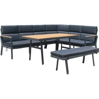Gardissimo Dining-Ecklounge "Nabari" inkl. Ecksofa, Bank, Tisch und Kissen anthrazit / braun, ohne Sessel