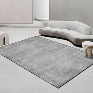 Rururug Teppich Quadratisch Wohnzimmer Kurzflor mit Antirutschmatte Schlafzimmer Waschbar Teppiche Anti-Rutsch Unterseite Sofa,einfarbig grau, helle Farbe,Square 120 x 120 cm