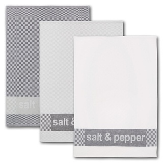 Dyckhoff Geschirrtuch 3er Set 'salt & pepper'  50 x 70 cm Grau