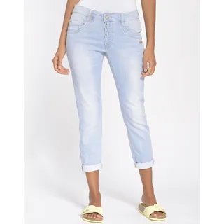 7/8-Jeans GANG "94GERDA CROPPED" Gr. 28 (36), N-Gr, blau (solar wash) Damen Jeans Weite mit tiefsitzenden Gesäßtaschen