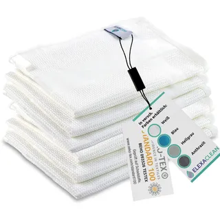 ELEXACLEAN Geschirrtücher Microfaser (6er Set, 68x42 cm, weiß) saugstark, waschbar bis 60°C, Geschirrhandtücher, Handtücher Küche modern