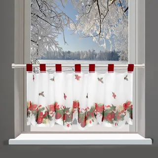 Delindo Lifestyle Gardine DELINDO LIFESTYLE "Weihnachten" Gr. 2, rot (rot, weiß), B:120cm H:45cm, Polyester, Gardinen, Gardine, mit Schlaufenaufhängung, für die Küche