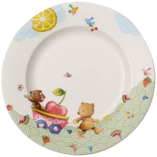 Villeroy und Boch Hungry as a Bear Flacher Kinderteller, 22 cm, Premium Porzellan, Weiß/Bunt